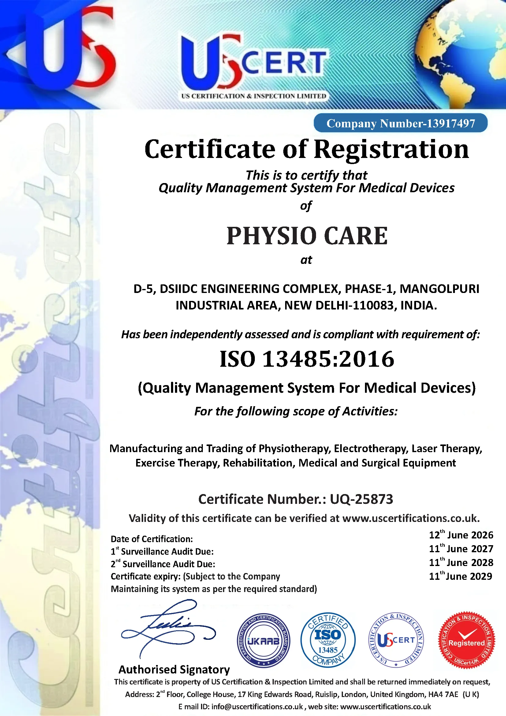 ISO 13485 Physio Care